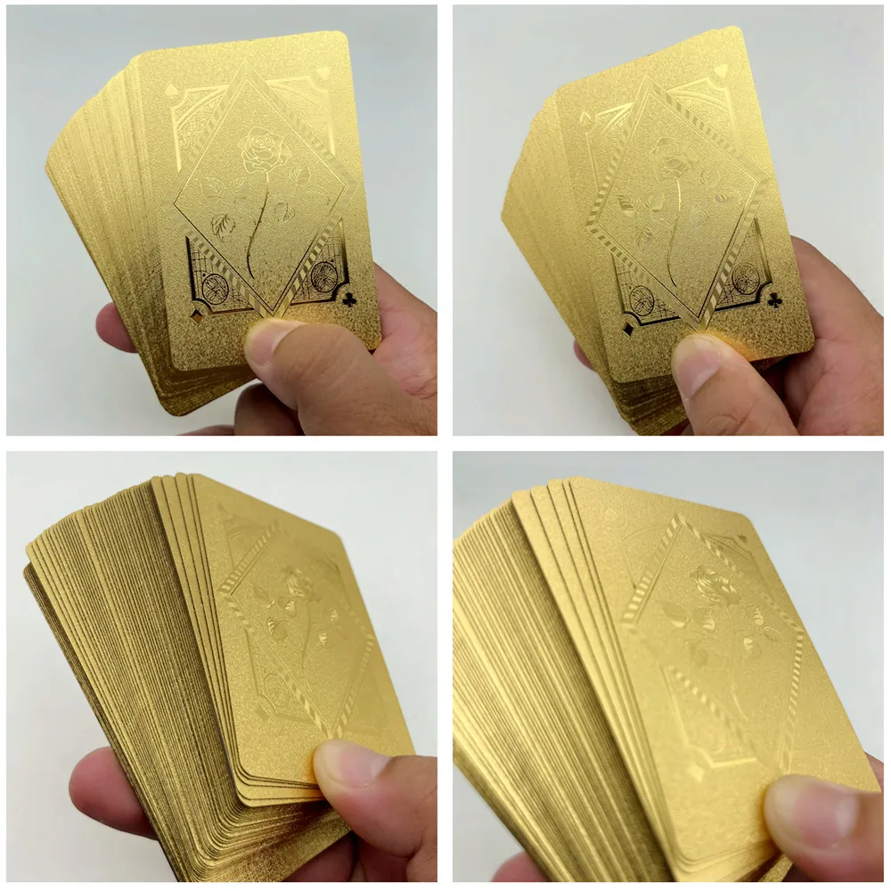 1 سطح السفينة بطاقات بوكر بلاستيكية بطاقات ارتفع الذهب الشظية مقاوم للماء اللعب بطاقات المنزل الأسرة مجلس لعبة #5