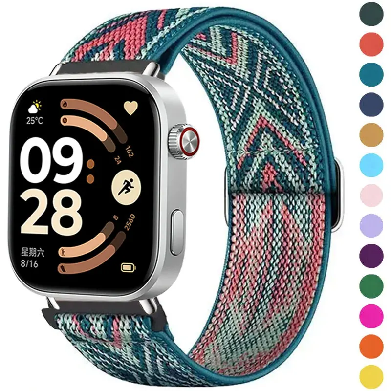 حزام قابل للتعديل لساعة Redmi 6 سوار حلقة من النايلون قابل للاستبدال Correa لساعة Xiaomi Mi Band 9/8 Pro/Redmi Watch 4 5