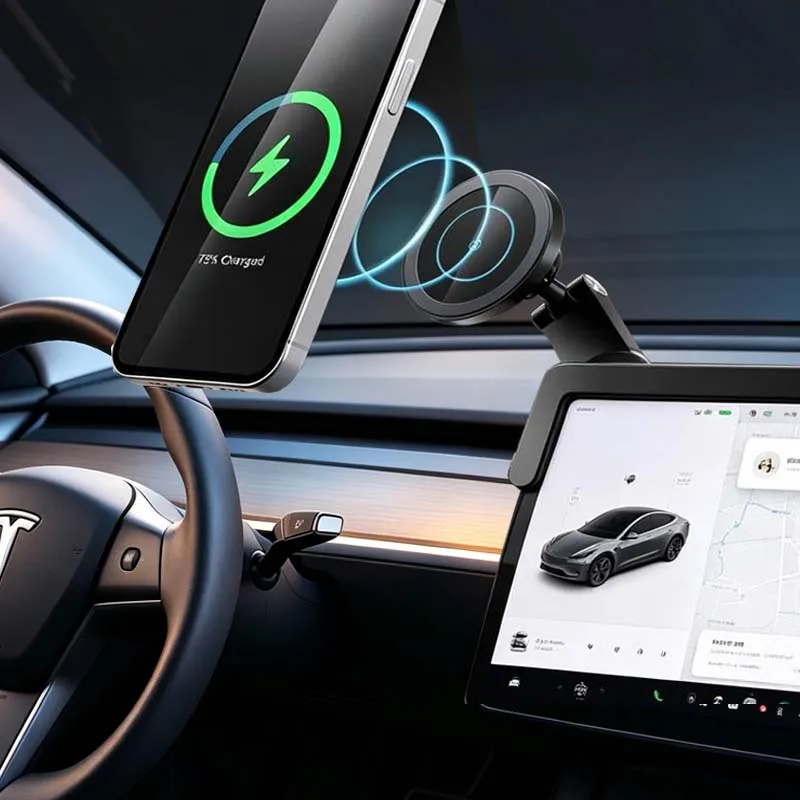 Car Phone Magnet Holder Magsafe Car Holder 15W Wireless Charging Stable Center Console Screen