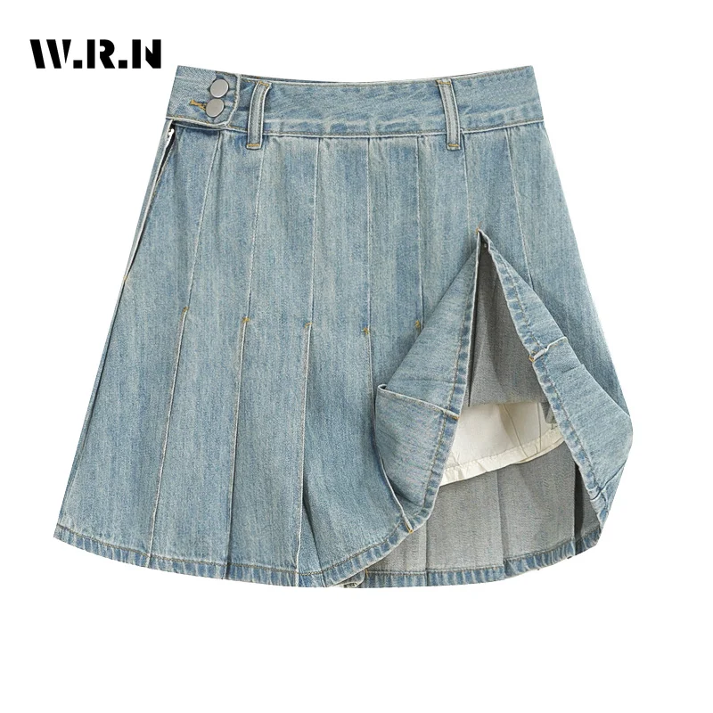

Korean Y2K Style Harajuku High Waist Vintage Style Jeans Skirts 2023 Summer Women's Sexy Slim Fit Hotsweet Denim Pleated Skirt