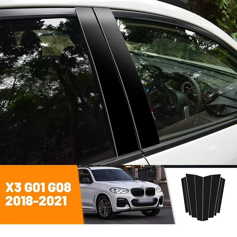 

For BMW X3 G01 G08 2018-2021 2019 2020 Black Carbon Fiber Doors and Windows B C Pillars Column Decorative Stickers