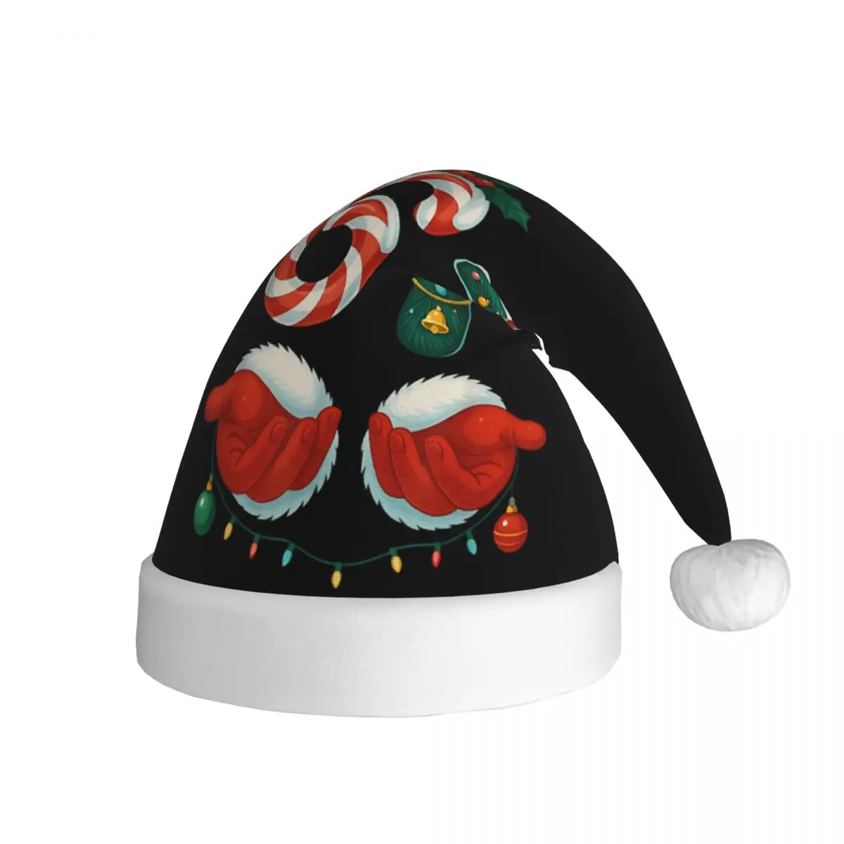 Funny Six Seven 67 Meme 6 7 Christmas Santa And Elf Hand Plush Christmas Hats for Adult Men Women Santa Hat Cap Cosplay Gifts