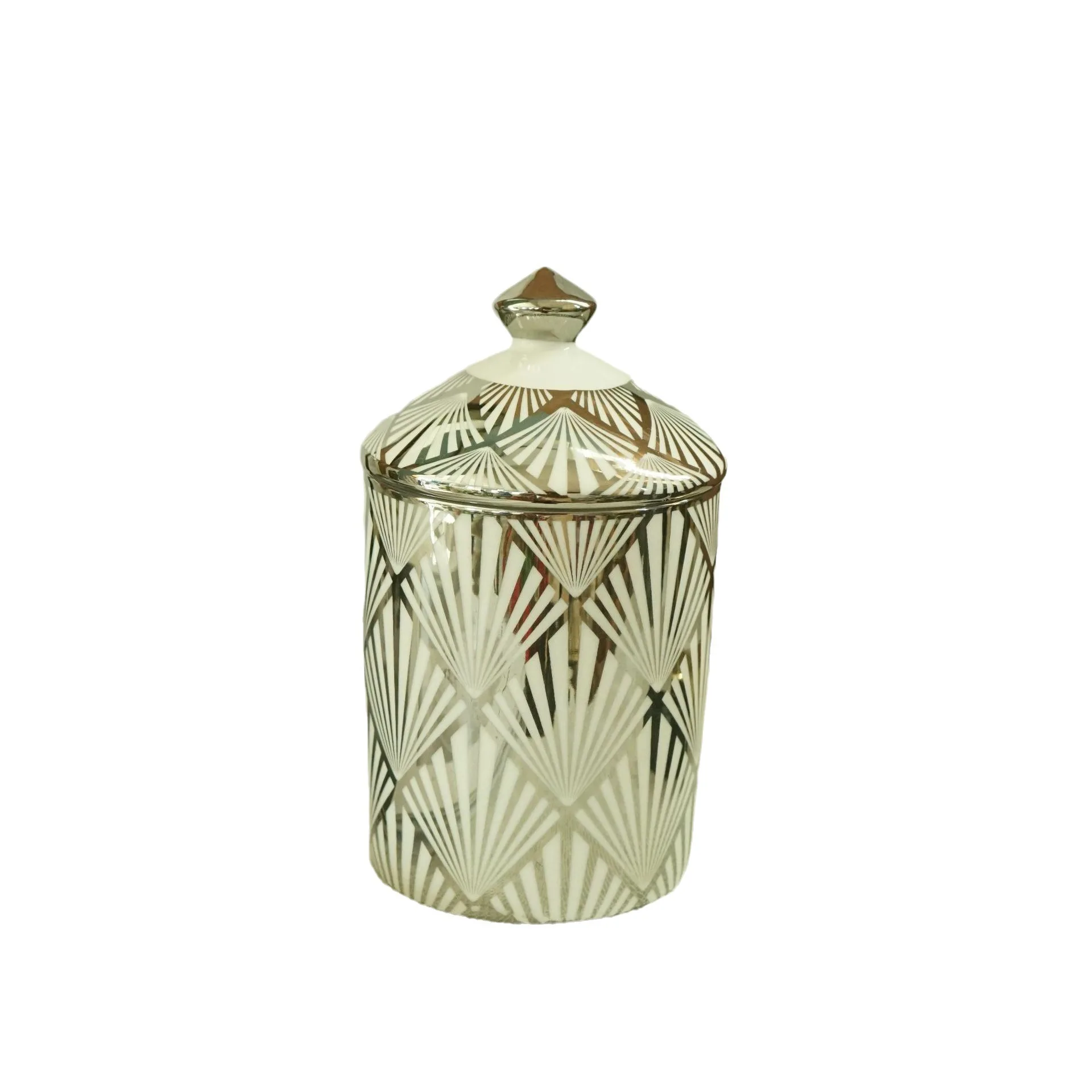 Creative Geometric Gilded Ceramic Storage Jar Cosmetic Jewelry Bottle Home China Scented Candle Cup Candy Coffee Can Home Decor