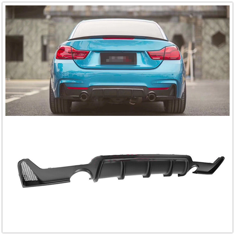 

For BMW 4-Series F32 F33 F36 435i 2014-2020 M Tech Sport Carbon Fiber Look/Gloss/Matte Black Rear Bumper Diffuser Lip Spoiler