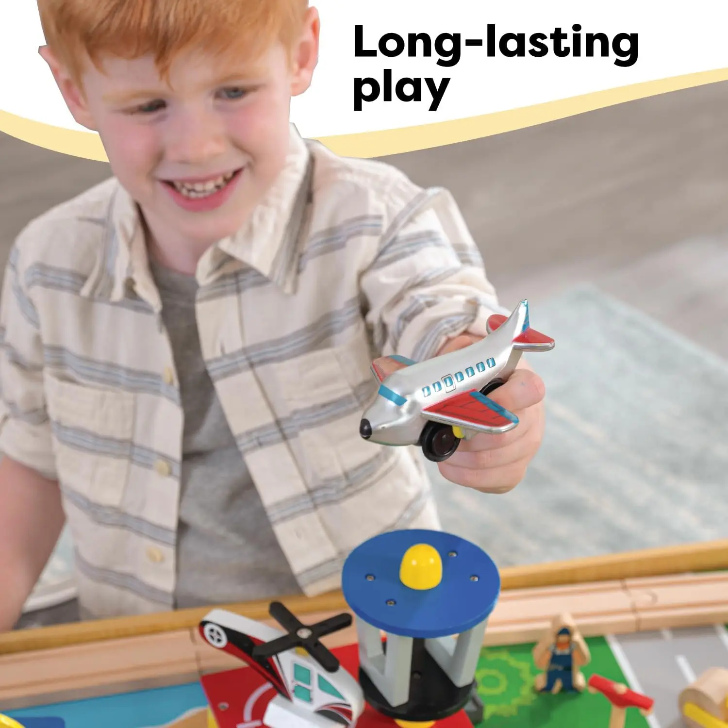 Набор и стол из деревянного поезда Waterfall Mountain, 120 предметов, 3 контейнера для хранения