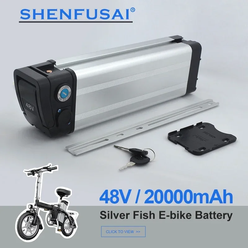 New Silver Fish Electric Bicycle Battery 36V 48V 20AH BMS 350W, 500W, 750W+Charger