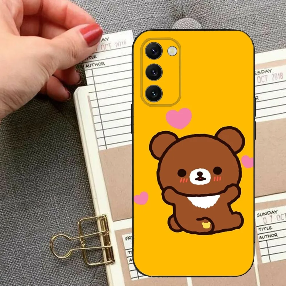 Cute R-Rilakkuma Bear Phone Case For Samsung Galaxy A20,A21s,A22,A31,A32,A52,A53,A72,73,A80,A91Soft Black Cover