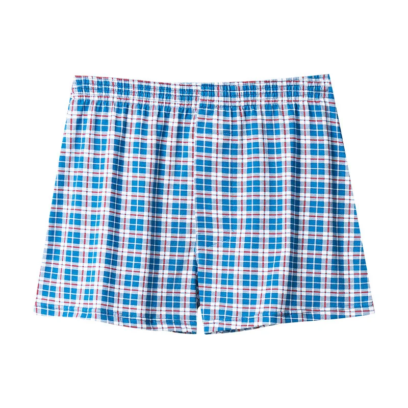 Men Underwear Boxers Shorts Men\'s Panties Cotton Sleep Underpants Lattice Shorts Plaid Loose Comfortable Plus Size Home Clothes