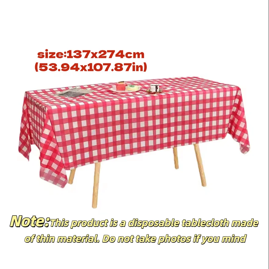 1/2/3pcs Disposable Red Gingham Plaid Table Cloths for Parties, Rectangle Party Table Cover for Picnic Farm Birthday Wedding,