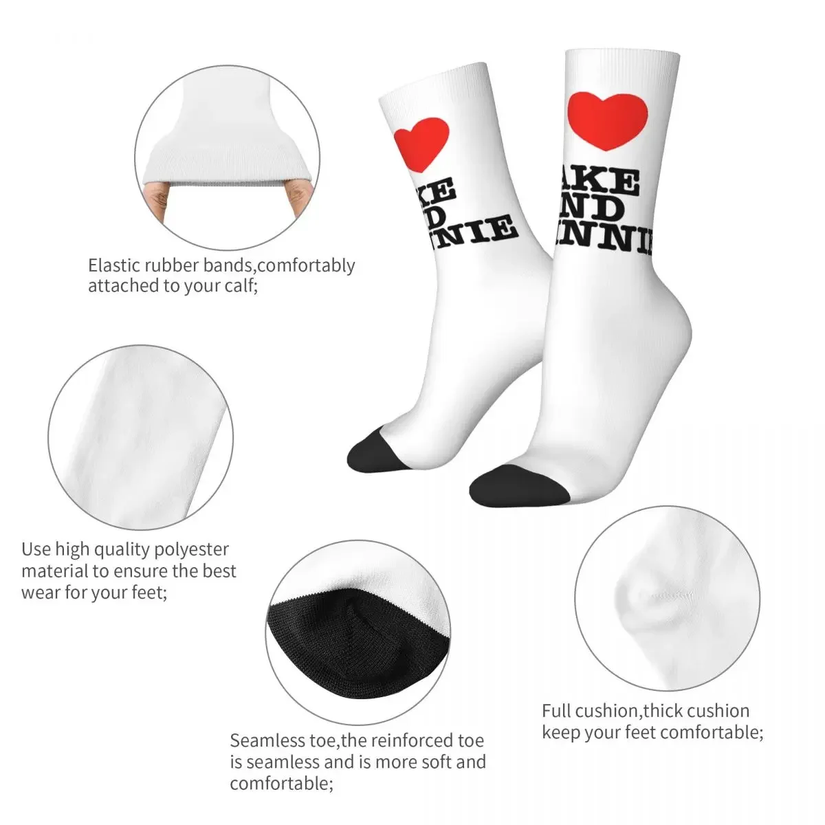 Happy Funny Men's Socks Hip Hop I Love Jake And Johnnie Sock Sport Women's Stockings Spring Summer Autumn Winter