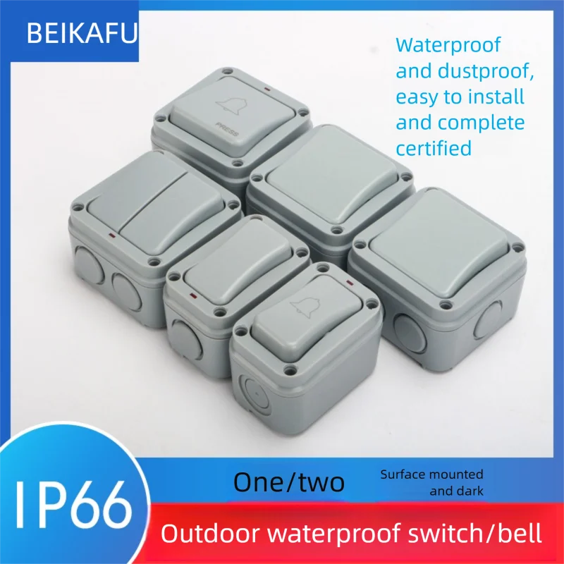 

Avoir IP66 настенные выключатели 1 2 группы 2 направления открытый водонепроницаемый пылезащитный дверной звонок кнопочный переключатель 110 В ~ 220 В пластиковый материал