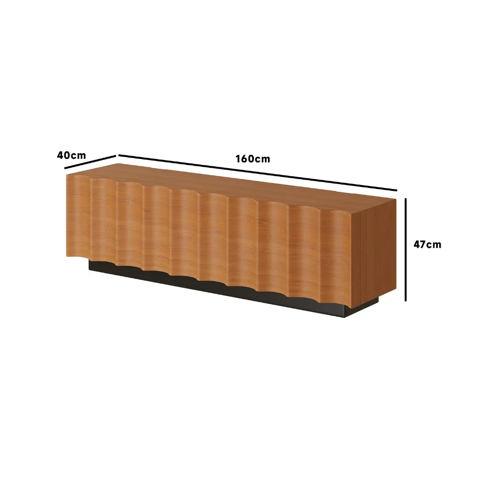 

Simple modern water ripple TV cabinet floor storage solid wood storage integrated side cabinet