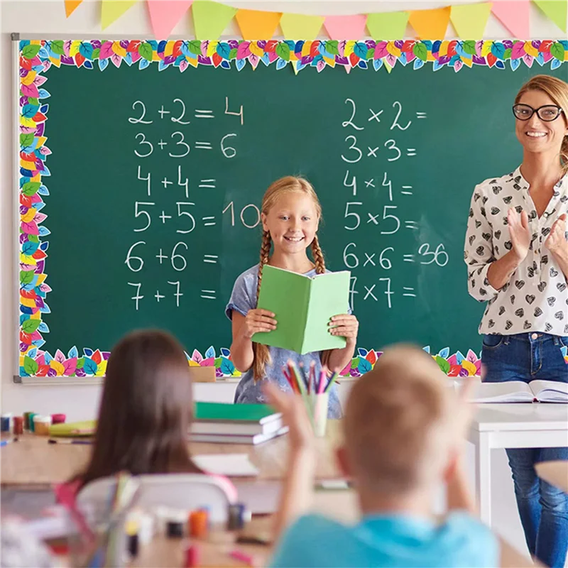 ABRJ-3Pcs 65.6 أقدام أوراق ملونة لوحة الإعلانات الحدود تقليم مقاوم للماء ولاصق للفصول الدراسية السبورة والجدار #3