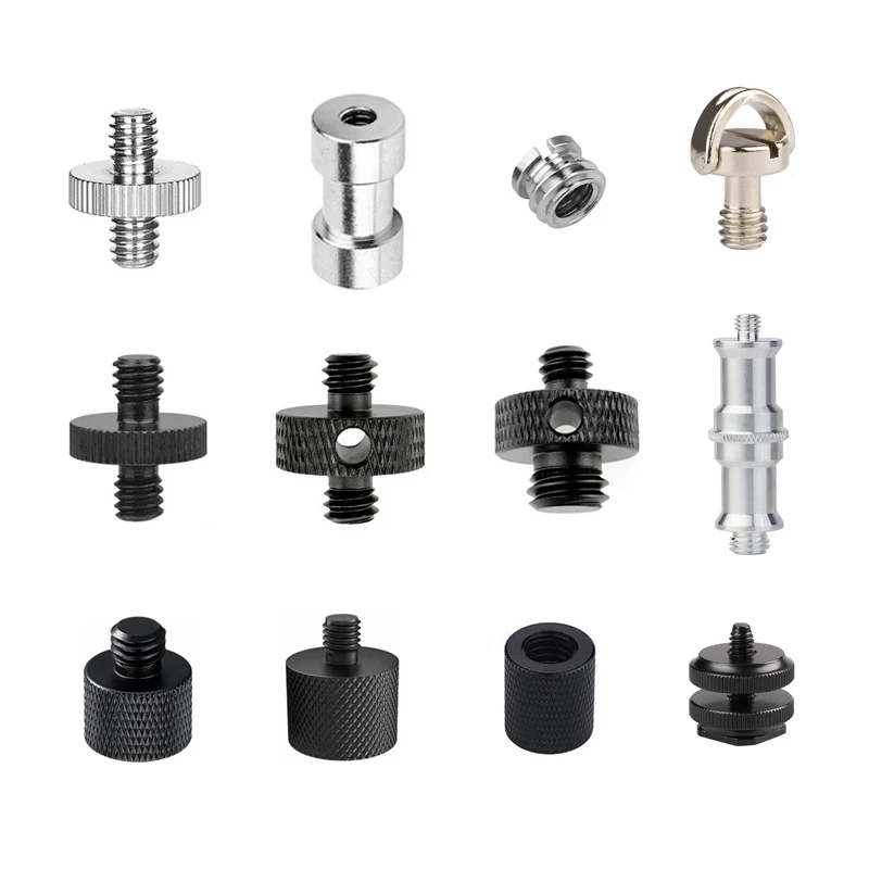 Adaptateur de vis de 1/4 po à 3/8 po, convertisseur, montage à embout fileté pour caméra d'action GoPro, flash, trépied, monopode, support de lumière, microphone