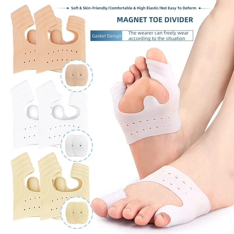 

1Pair Silicone Thumb Valgus Finger Splitter Foot Care Separators Shock Absorption Anti Wear Toe Cover Pad For Day And Night Use