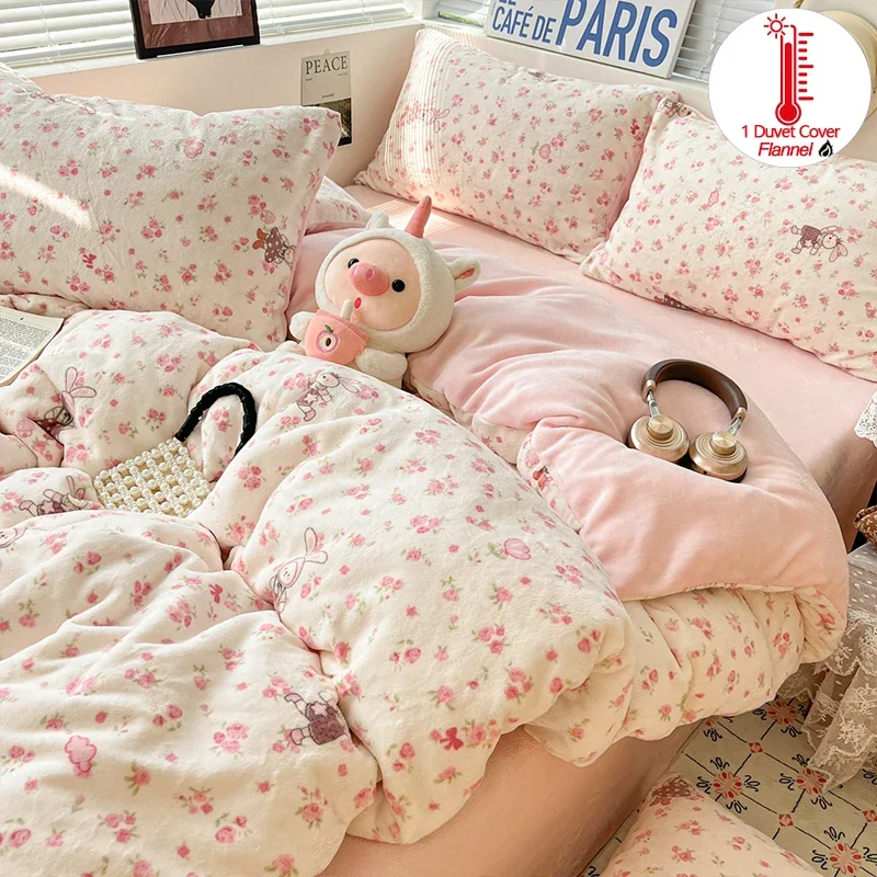 

Warm Flannel Duvet Cover 1Piece, Ultra-Soft Breathable & Hypoallergenic Bedding Quilt Cover, Comfort Timeless Bedroom Decor
