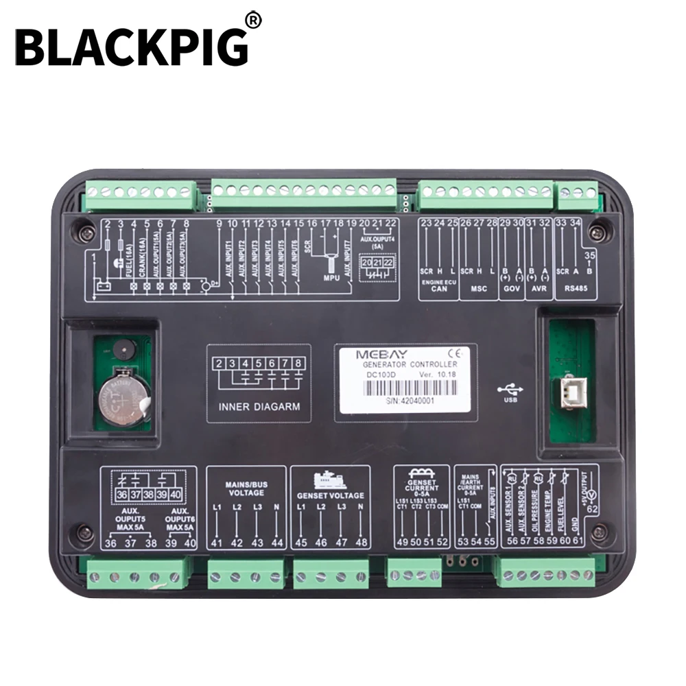 DC100D Mebay Genset Parallel Controller Diesel Generator Engine LCD Control Board With USB CAN Communication Ports