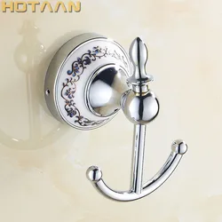 Ceramic Robe Hooks Chrome Stainless Steel Towel Hook Robe Hook Wall Hanger Bathroom Accessory Organizer Clothes Rack HYT-11802-C