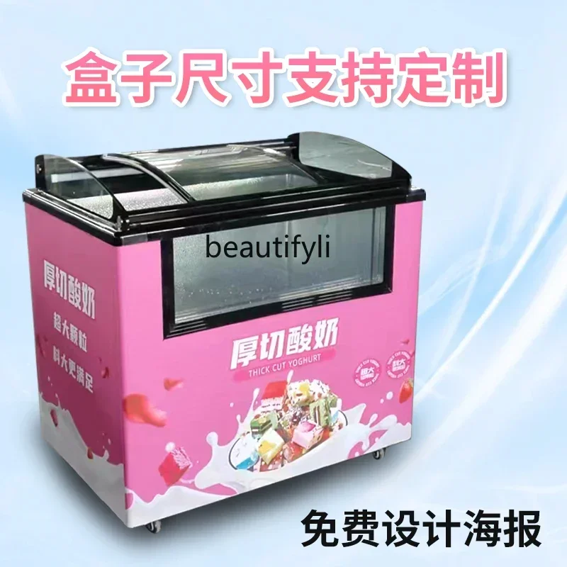 NQ Коммерческий дисплей для жареного йогурта, шарик для копания мороженого, замороженный дисплей, 4/6 бочек, 10 коробок, шкаф для мороженого
