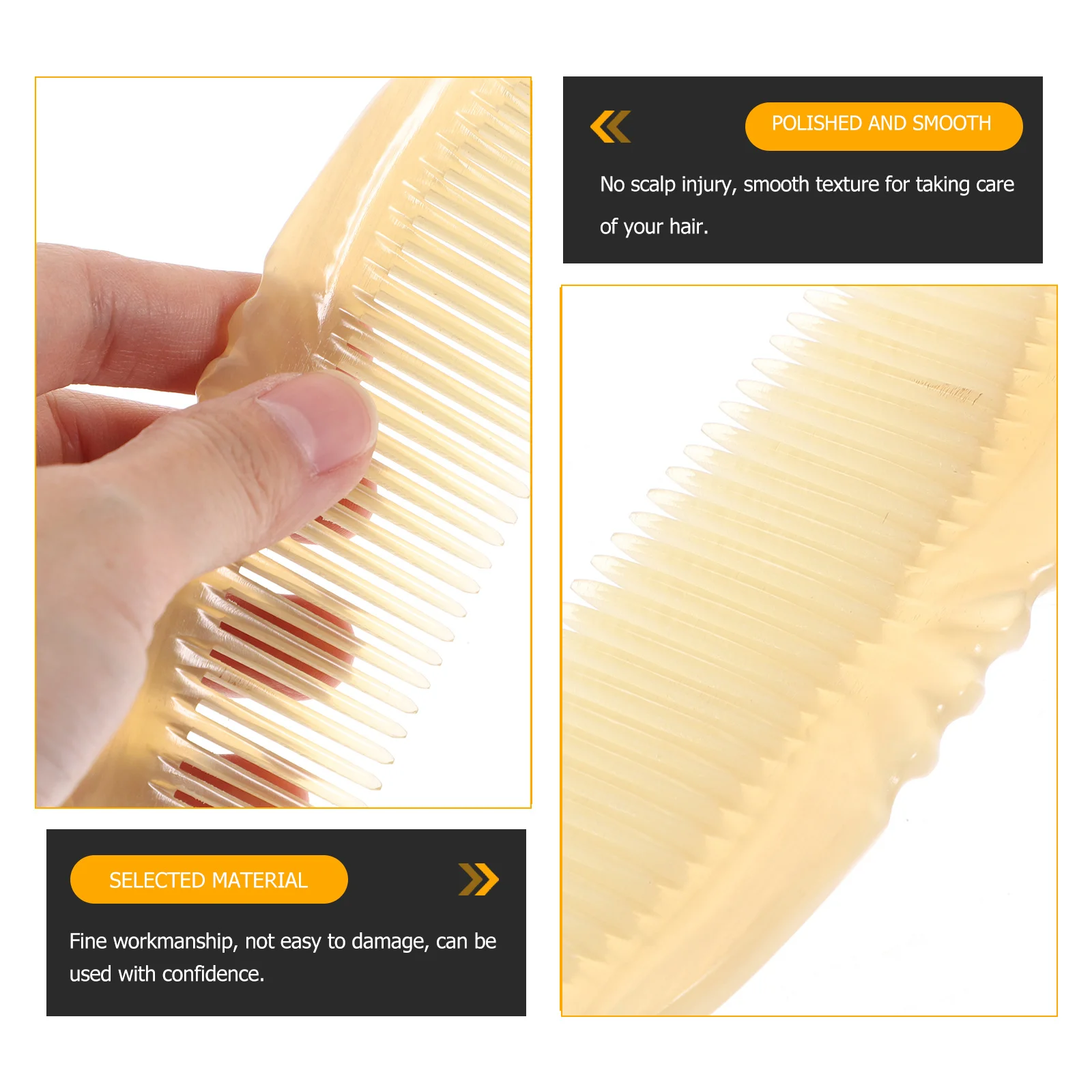 

1Pcs Sheep Horn Comb Smooth Handmade Natural Anti-Static Multi-Purpose Massage Comb for Hair Care Smooth Hair Combs