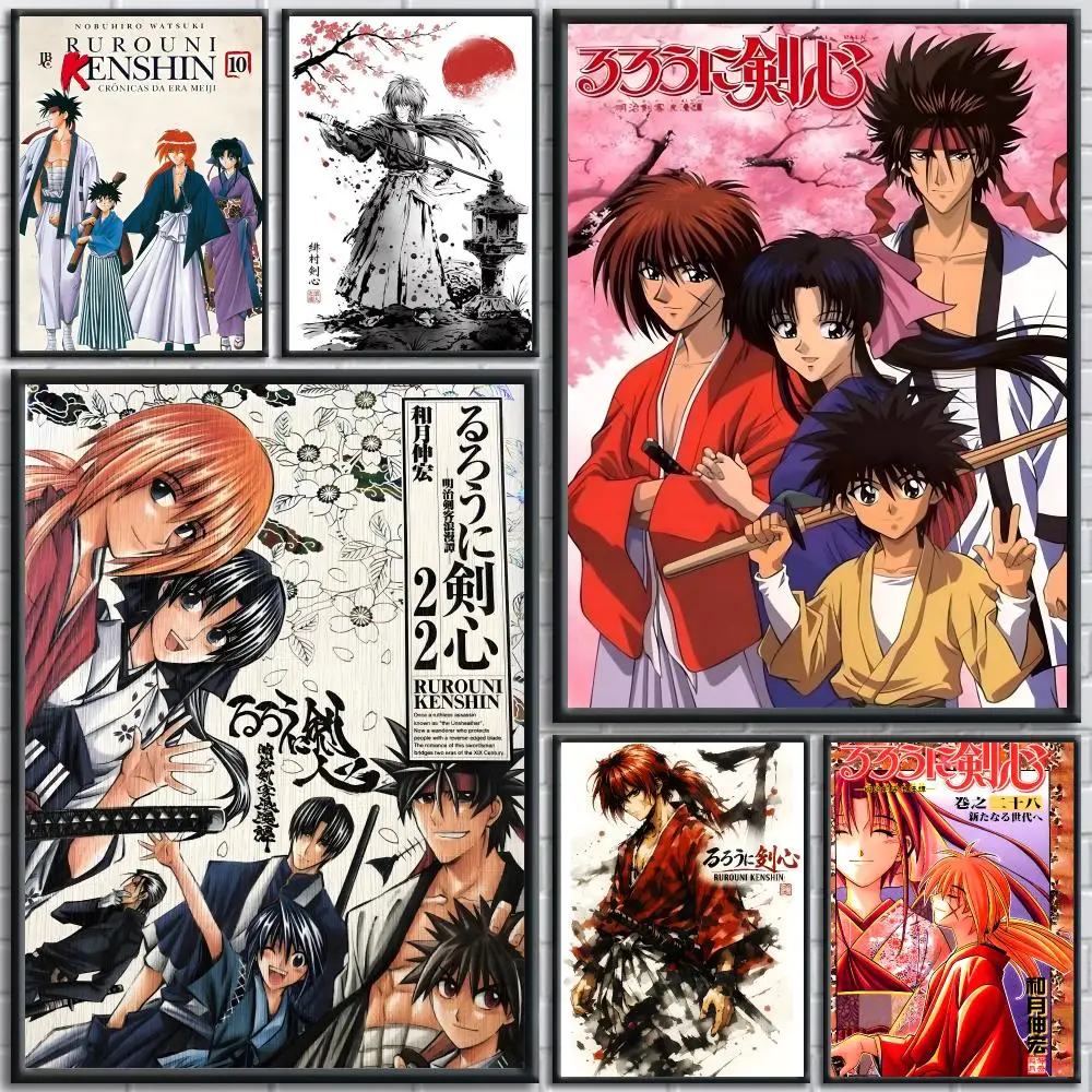 Rurouni Kenshin anime Poster Painting Prints Wall Art Picture Film Room Home Bar Cafe Decor Home  Mural