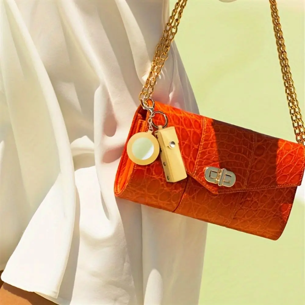 

Pu Leather Lipstick Bag with Mirror Lipstick Storage Box Mini Cosmetic Bag Makeup Lipstick Holder Lip Gloss Bag Key Chain Travel