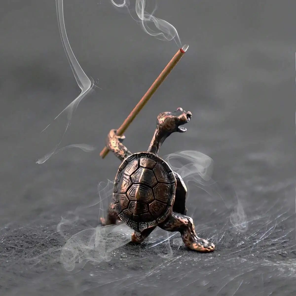 Brass Turtle Incense Burner - Kung Fu Style, Creative Home Decor Craft, Meditation Aromatherapy Holder Incense Accessories