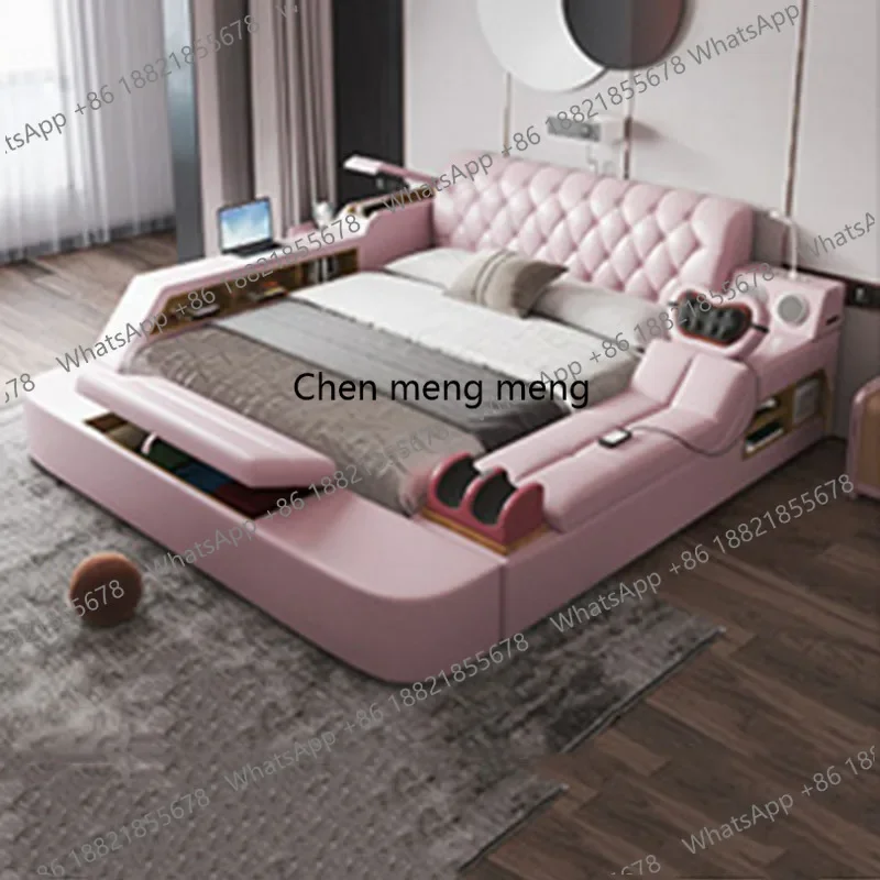 

F150White Designer Bed Multifunctional Unique Lounge Hotel Luxury Wooden Comfortable Bed Fashion Camas De Casal Terrace Furnitur