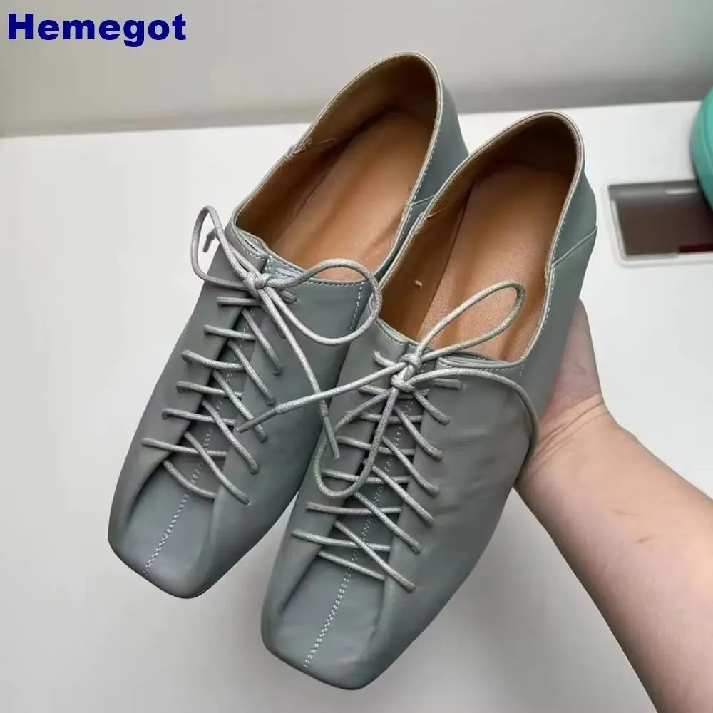 

Square Toe Cross Straps Flat Shoes 2024 Spring Shallow Lace-Up Office Outdoor Shoes Solid Color Fashion Ladies Casual Shoes
