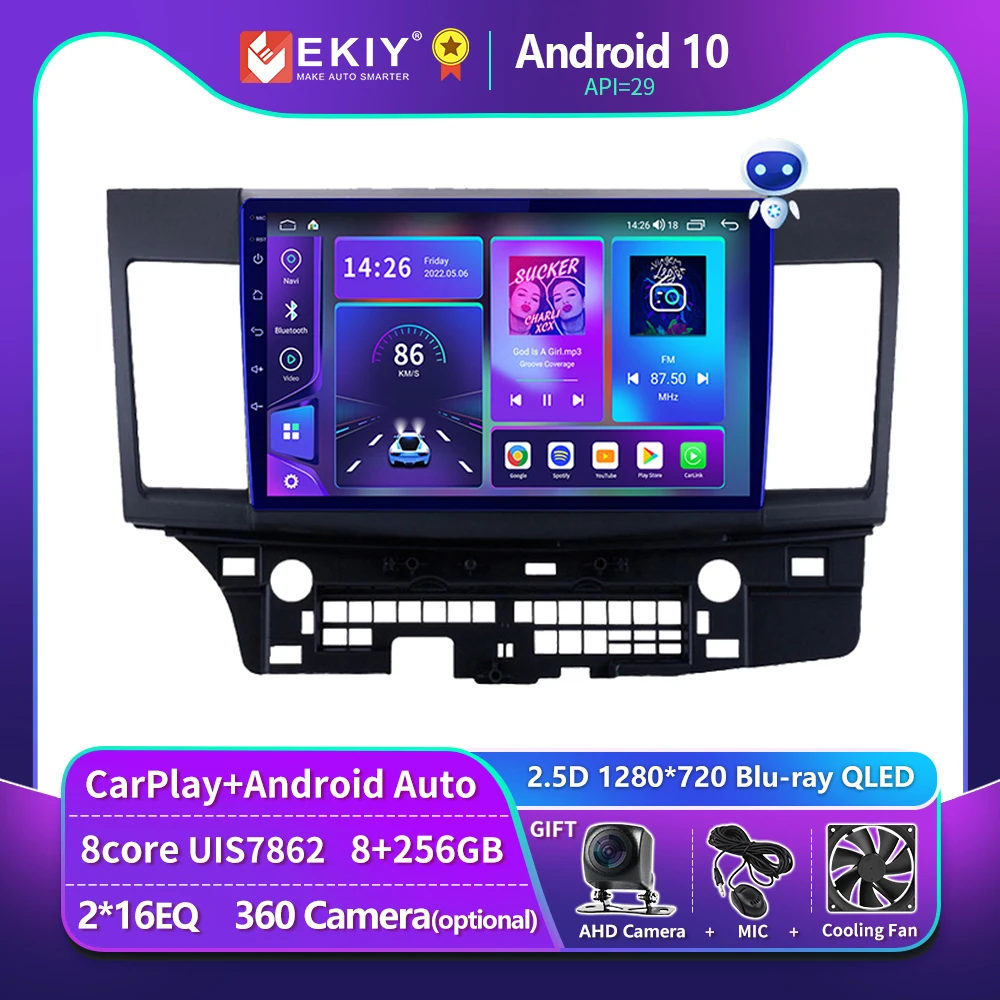 EKIY T900 Carplay Stereo For Mitsubishi Lancer 2007 - 2013 Car Radio Android Multimedia Video Player Navigation GPS No 2 Din DVD