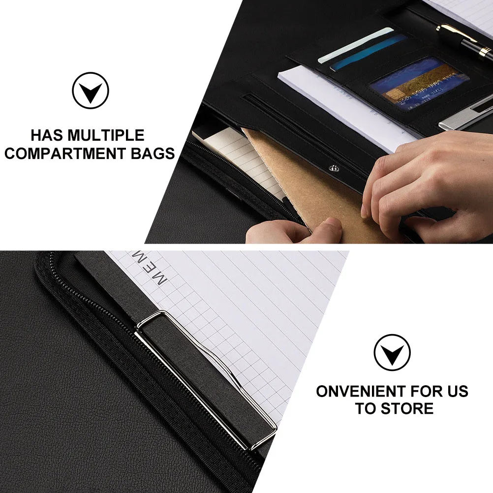 

Portfolio Case Business Conference Folder Binder with Zipper Compact Document Holder Stylish