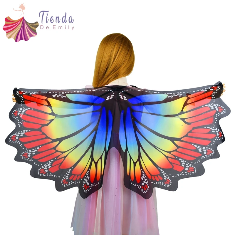 Kids Butterfly Wings Cape Girls Fairy Dress Up Wing Shawl Rainbow Halloween Costume Children Party Favors Accessories Clothing