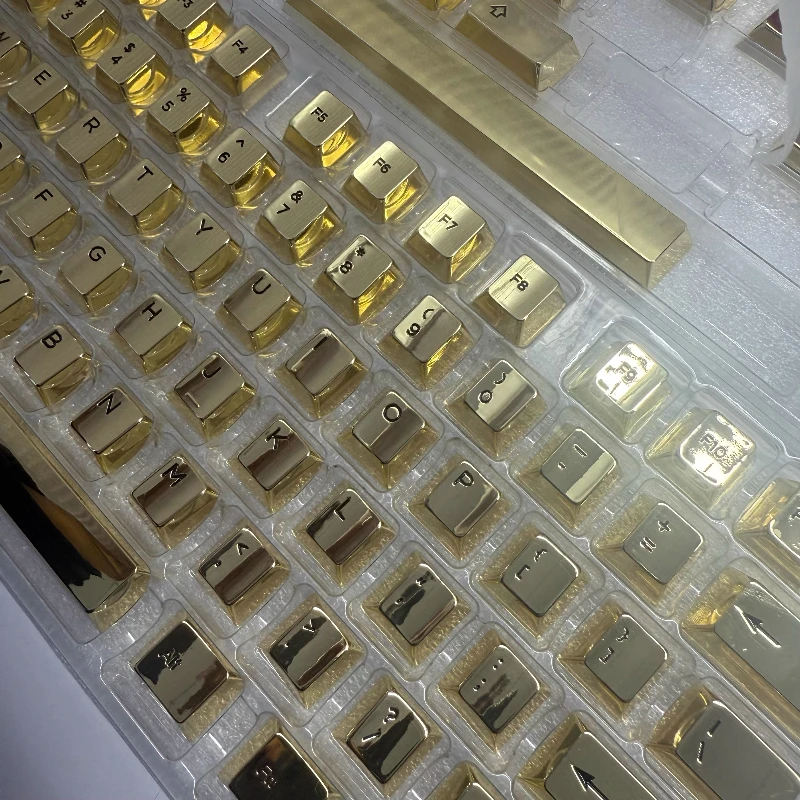 Mirror Gold Aluminum Alloy Metal Keycaps Customized Cherry Profile Keycap 6.25u Space ADD Key Cap Simple Artisan Design Gamers