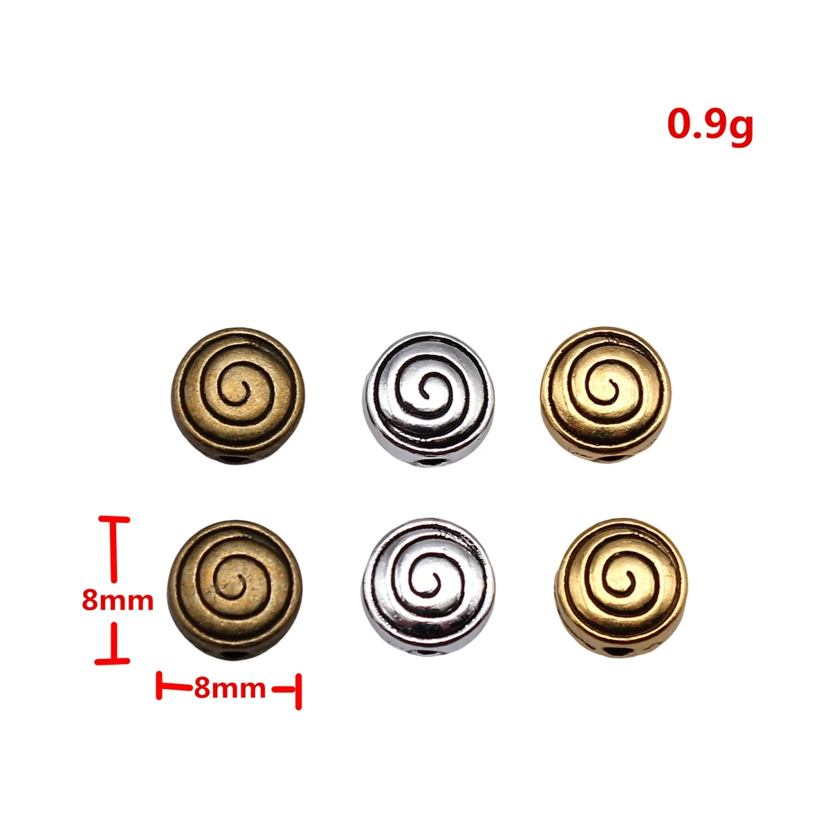 WYSIWYG 10pcs 8x8x4mm 3 Colors Small Hole Whirlpool Spacers Beads Charm Swirl Beads For Jewelry Making