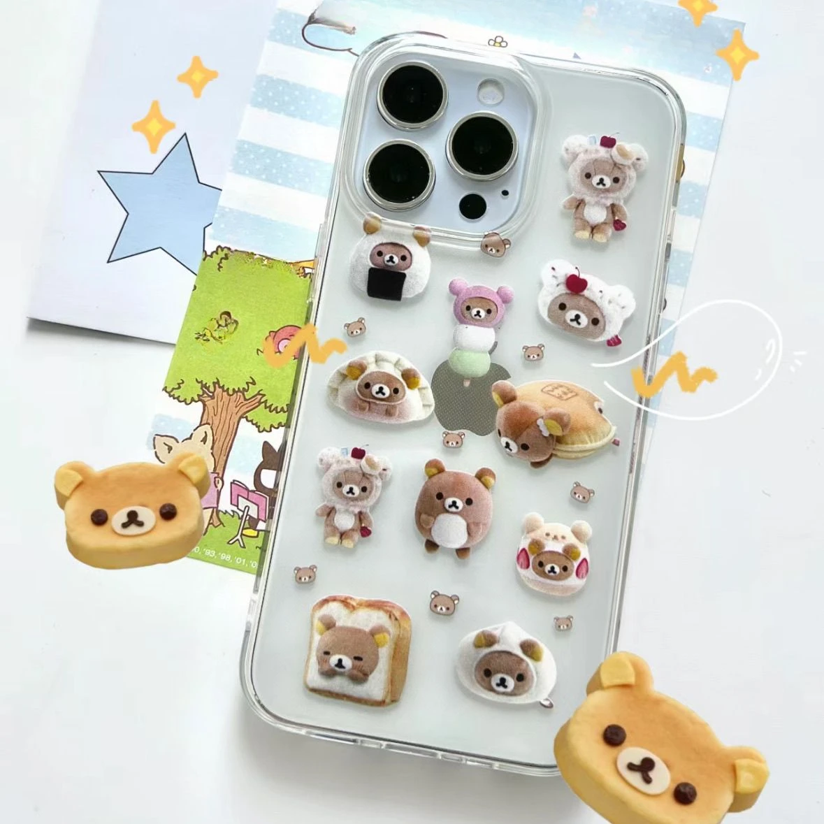 Cartoon Cute Toast Rilakkuma Phone Case for IPhone 16 15 14 11 12 13 Pro Max Transparent Mobile Phone Case for IPhone XR XS MAX