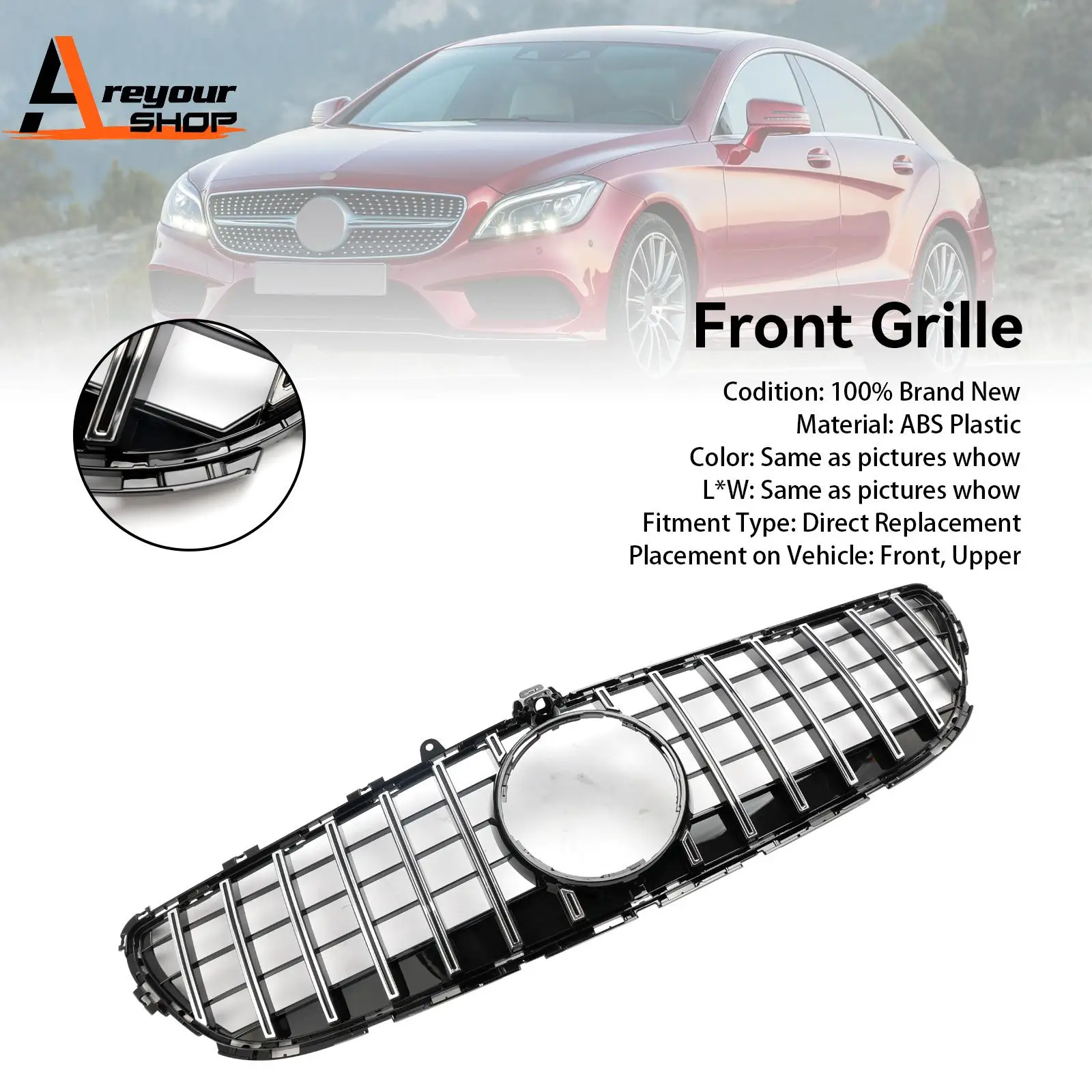 Front Bumper Grille Grill Fit for Mercedes Benz CLS-Class W218 CLS350 2015-2018