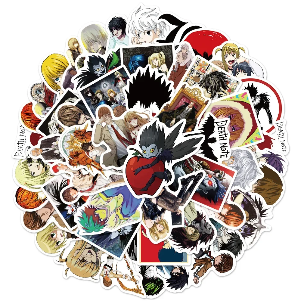 50 Pieces Classic Anime Death Note Stickers with No Repetition for Suitcase, Mobile and Waterproof Devices