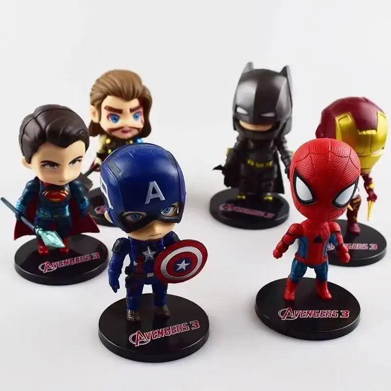 6PCS Batman Superman Spider-Man Captain America Action Figure Toy Model Table Decoration gIFT