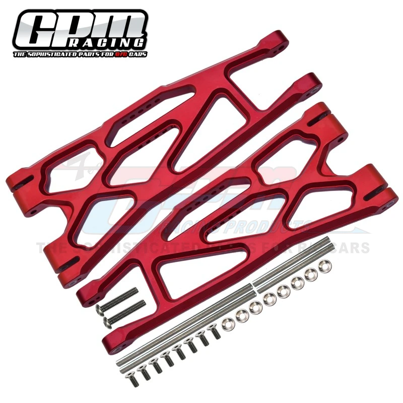 Brazos inferiores extendidos delanteros y traseros de aluminio GPM 6061-T6 para TRAXXAS 1/5 4Wd x-maxx