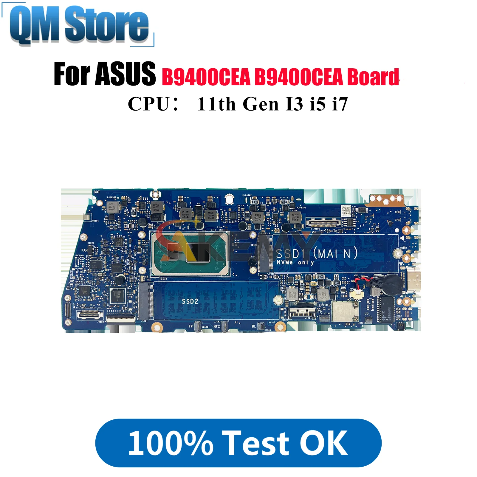 

B9400CEA Laptop Motherboard For ASUS ExpertBook B9400CEA B9400C Notebook Mainboard With 11th Gen I3 i5 i7 tests OK fast shipping