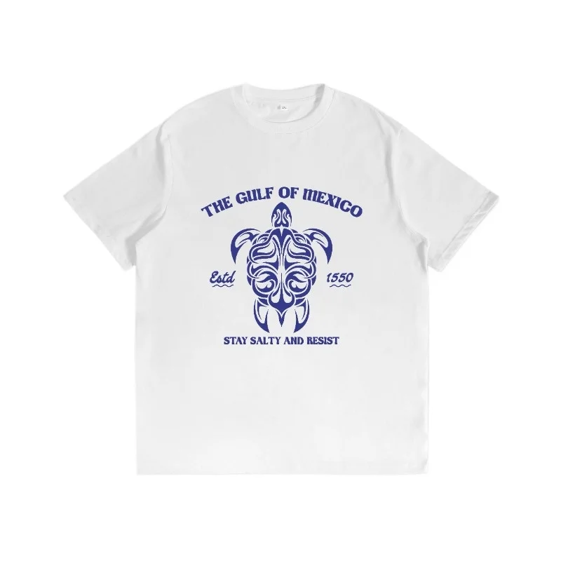 

Gulf of Mexico T Shirt Men Women Unisex Tribal Turtle Graphic Cotton Tee Ocean Lover Beach Vacation Gift Casual Summer Outfit