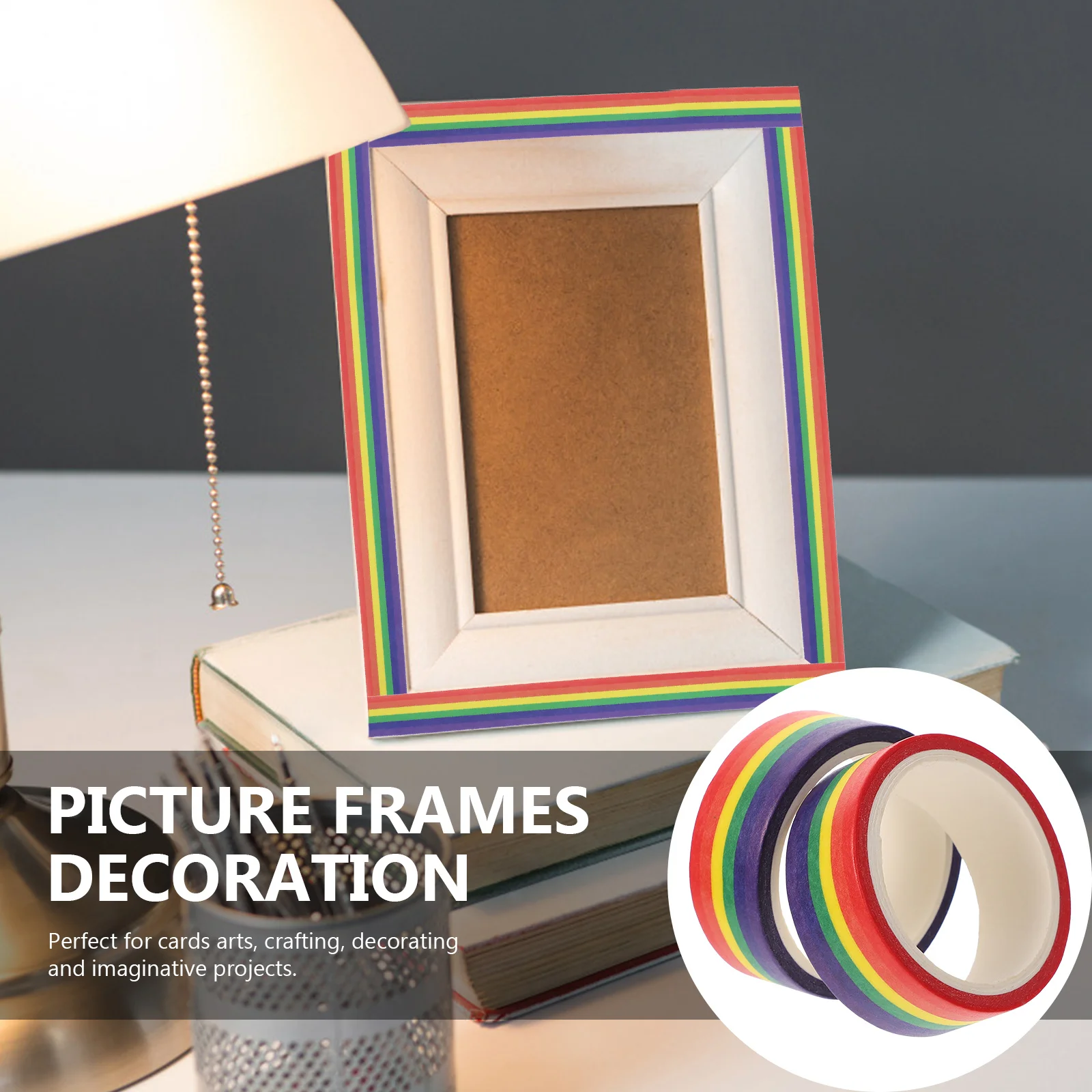 

2Pcs Washi Decorative Tape Rainbow Stripe Pattern 500Cm Roll DIY Washi Tape for Wall Paper Glass Surface Decoration