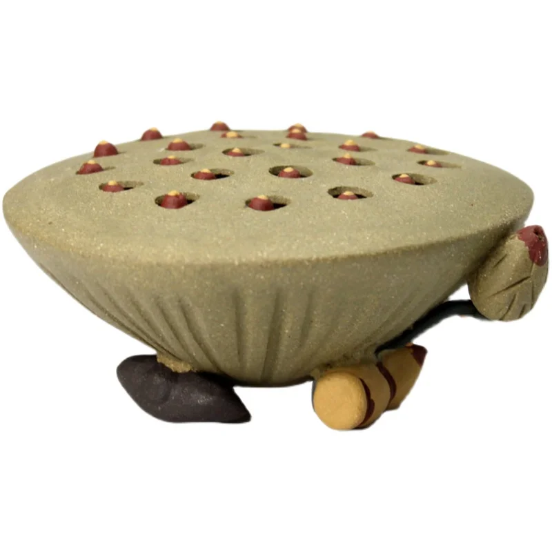 

Purple sand lotus pod ornament handmade creative lotus seed tea pet cover holder can raise kung fu tea set accessories