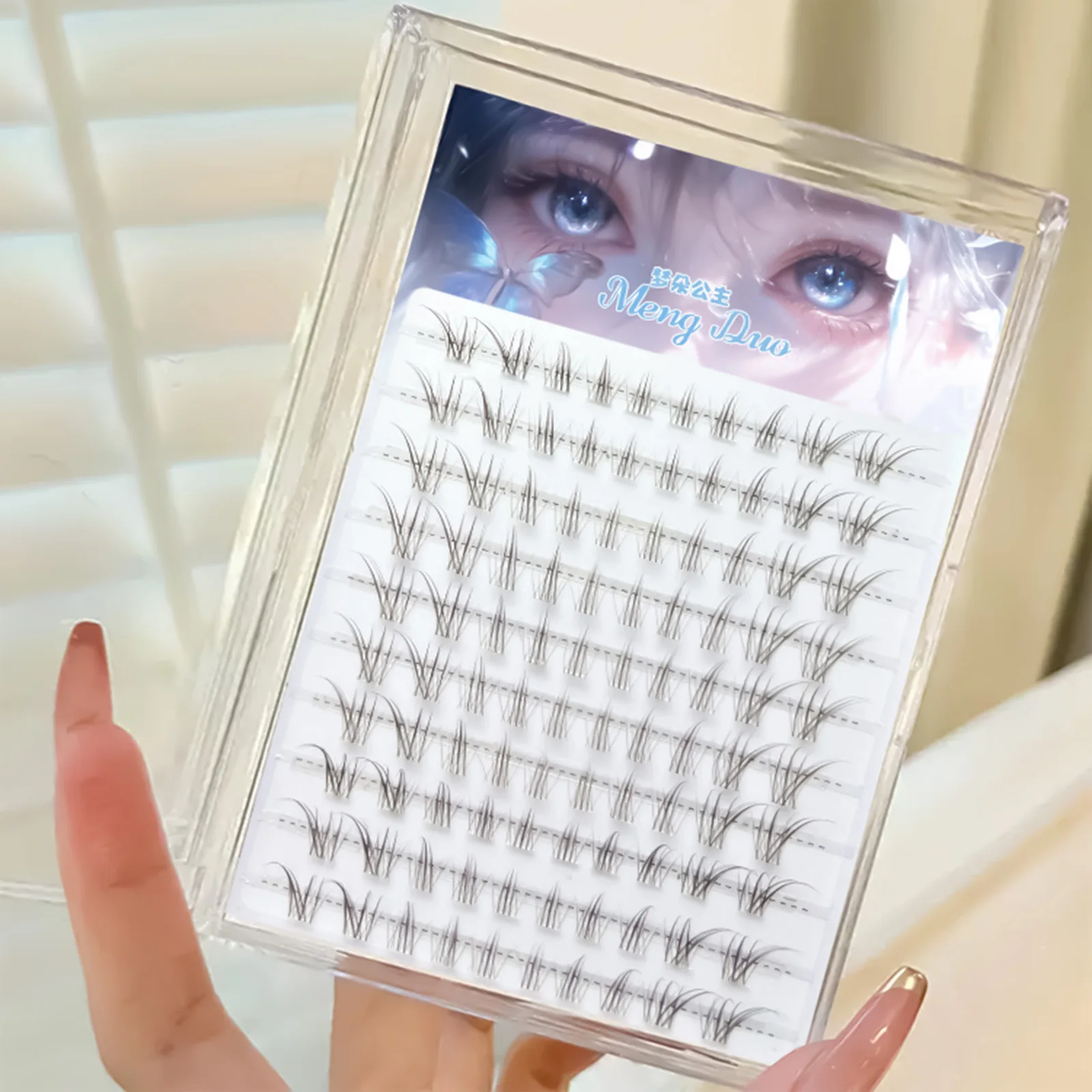 Kein Kleber, Wimpern im Fuchs-Stil, natürliches Braun, Mischungslänge 7–12 mm, C-Locken, segmentierter Anime-Wimpernverlängerungs-Look für das tägliche Make-up