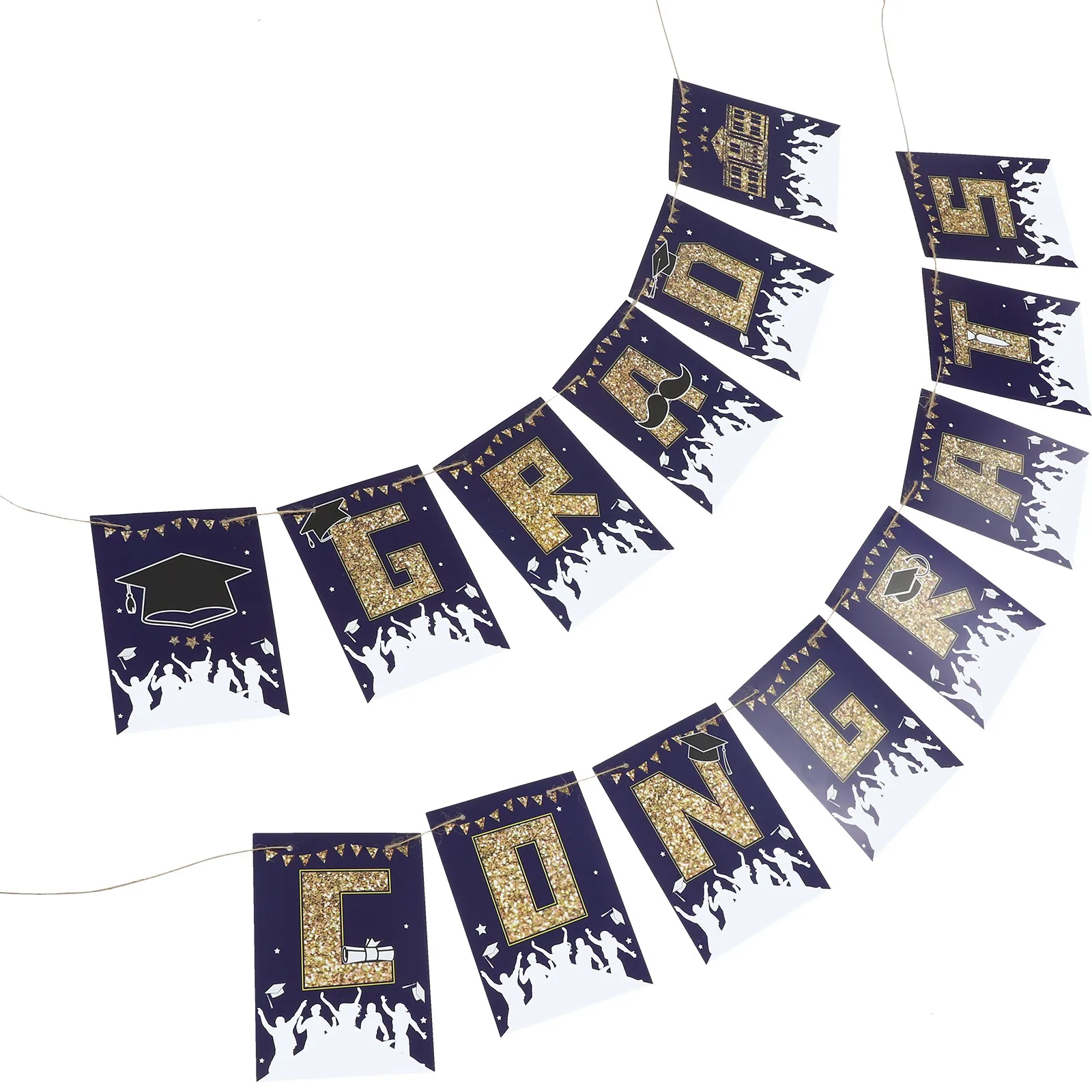 Graduation Banner 2024 Fish Tail Flag Paper Hanging Decor for Grad Party Wall Door Window Ceiling Living Room Photo Backdrop