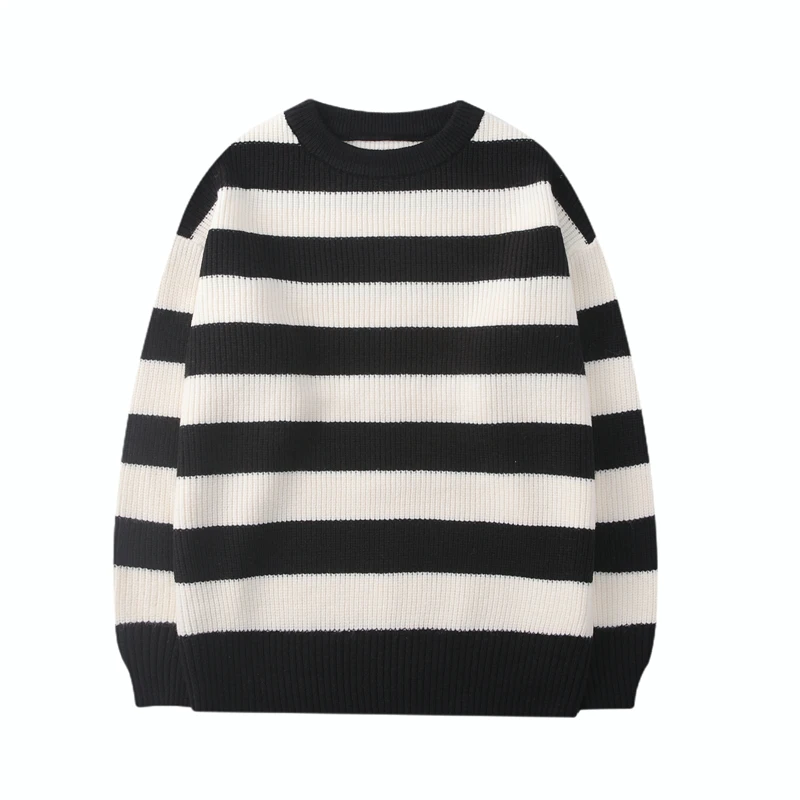 2026 Gestreifter Herren-Strickpullover Damen Vintage Locker Sitzende Pullover Harajuku Grüner Herbst-Pullover Unisex Lässige Strickware – Detail 5
