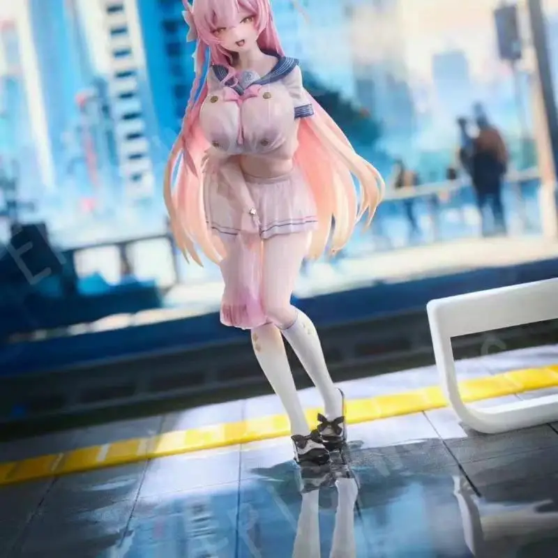 Blue Files Puhe Huazi Rainy Night JK Hand made Surprise Gift of anime Animation Model for Beautiful Girls with Pink Hair