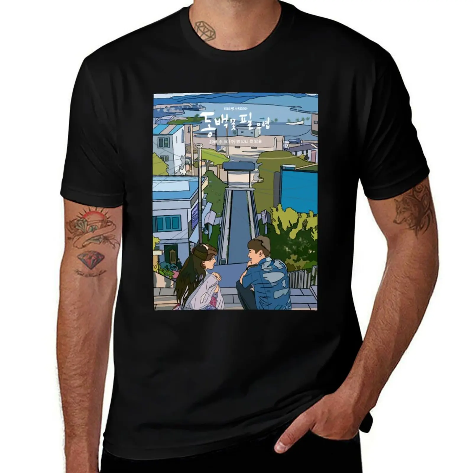 When the Camellia Blooms- pop art poster T-Shirt Modern Print Casual T-Shirt