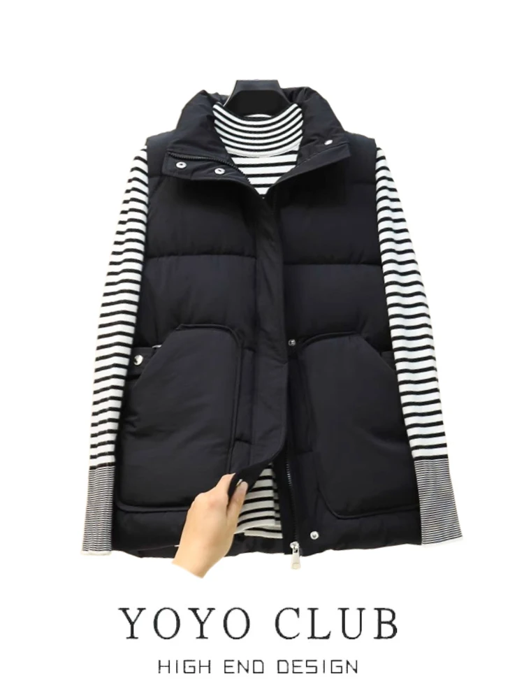 Dames donskatoenen vest groot formaat merk Bule herfst winter bovenkleding Svel tanktop ort rits Sle Veelzijdig