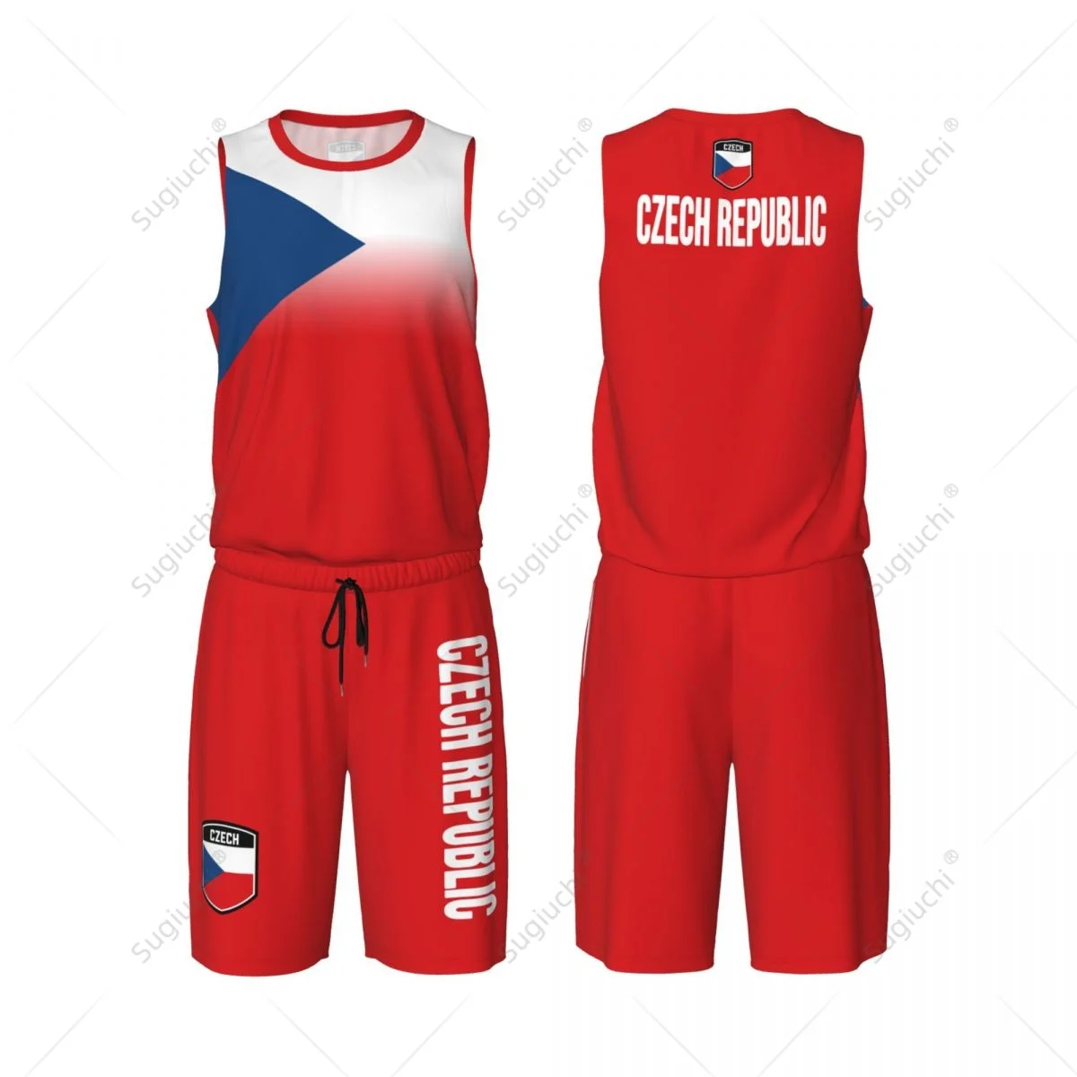 

Men Czech Republic Flag Basketball Set Shirt & Pants Sleeveless Exclusive